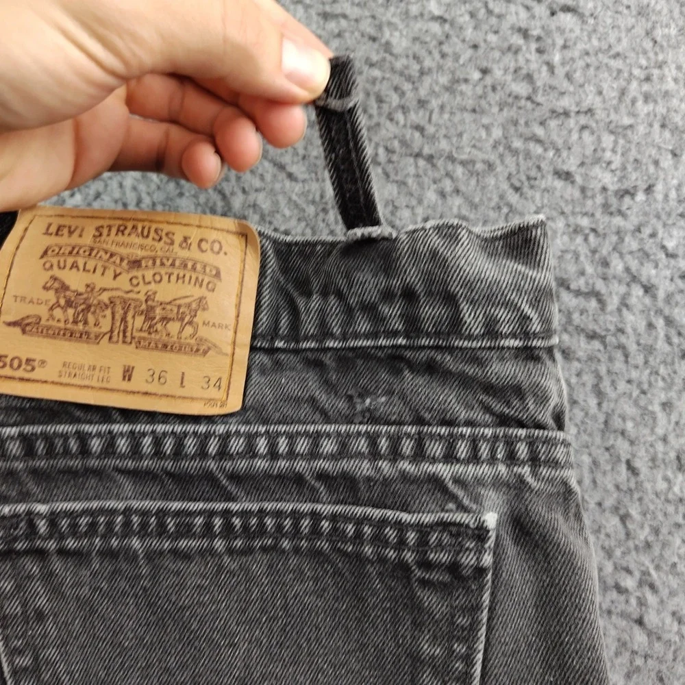 VTG Levis 505 Orange Tab Jeans Mens 36x34 Black Denim Straight Leg USA *Flaw
